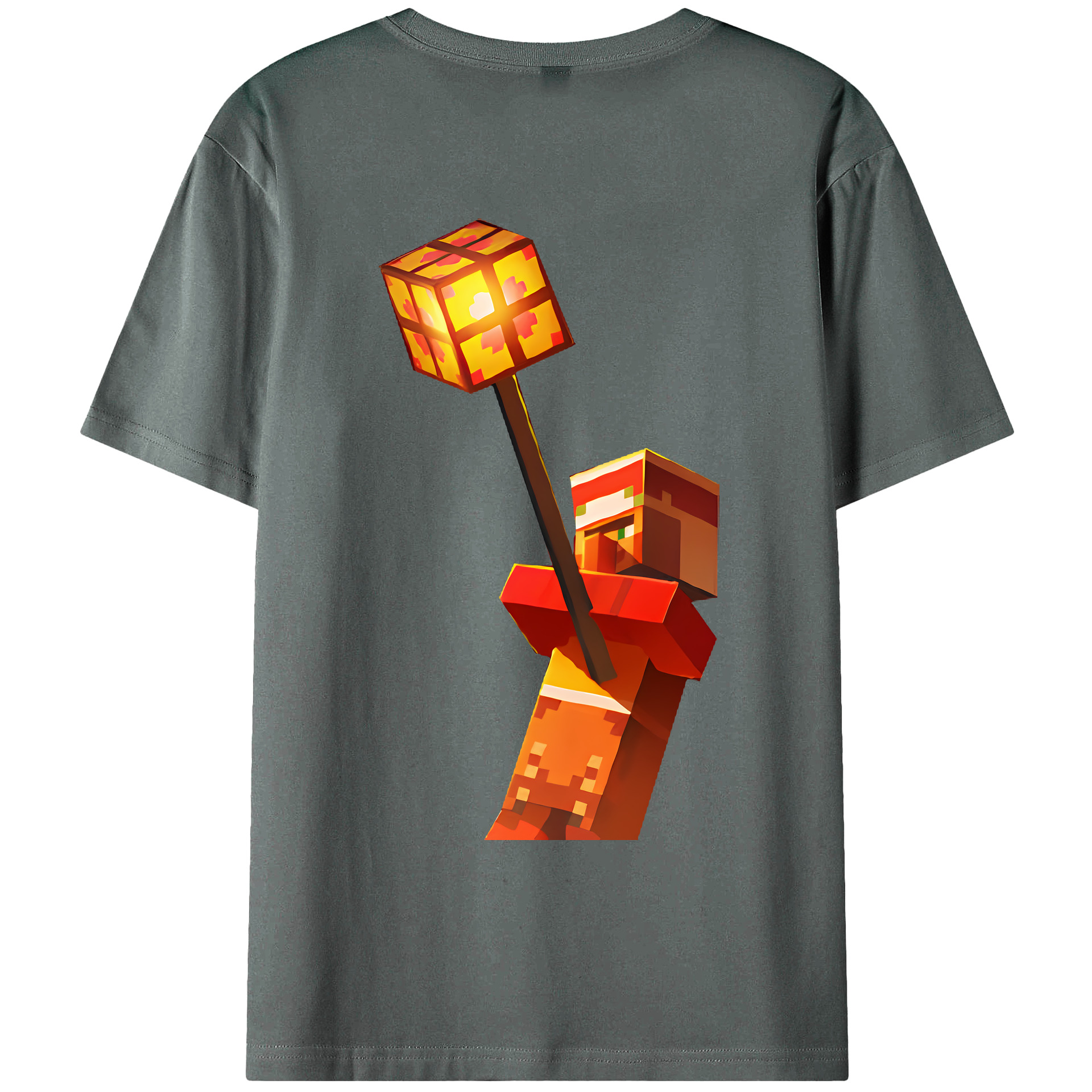 （画像用） マインクラフト ブロックの世界 Minecraft MC Block world 綿100％ メンズ半袖Tシャツ（バックプリント） 通気性